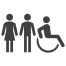 Three people with one who uses a wheelchair